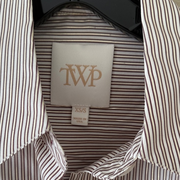 TWP Next Ex Striped Shirt Brown Gold XS S - Picture 2 of 6
